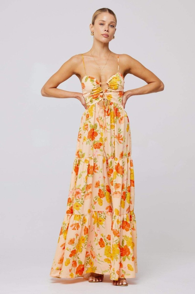 Verónica Premium Printed Maxi Strap Dress with Cut Outs Wardrobe Essential