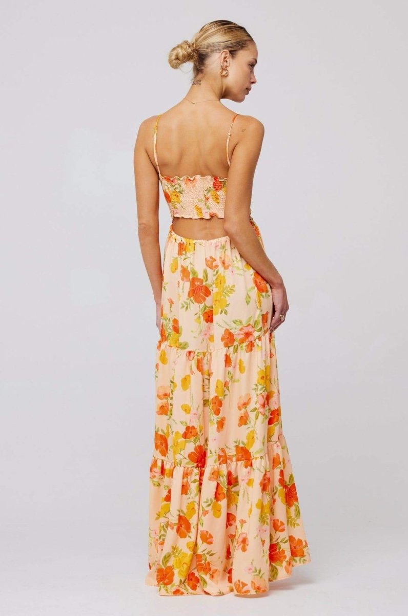 Verónica Premium Printed Maxi Strap Dress with Cut Outs Wardrobe Essential