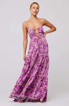 Beverly Printed Cut - out Maxi Slip Dress
