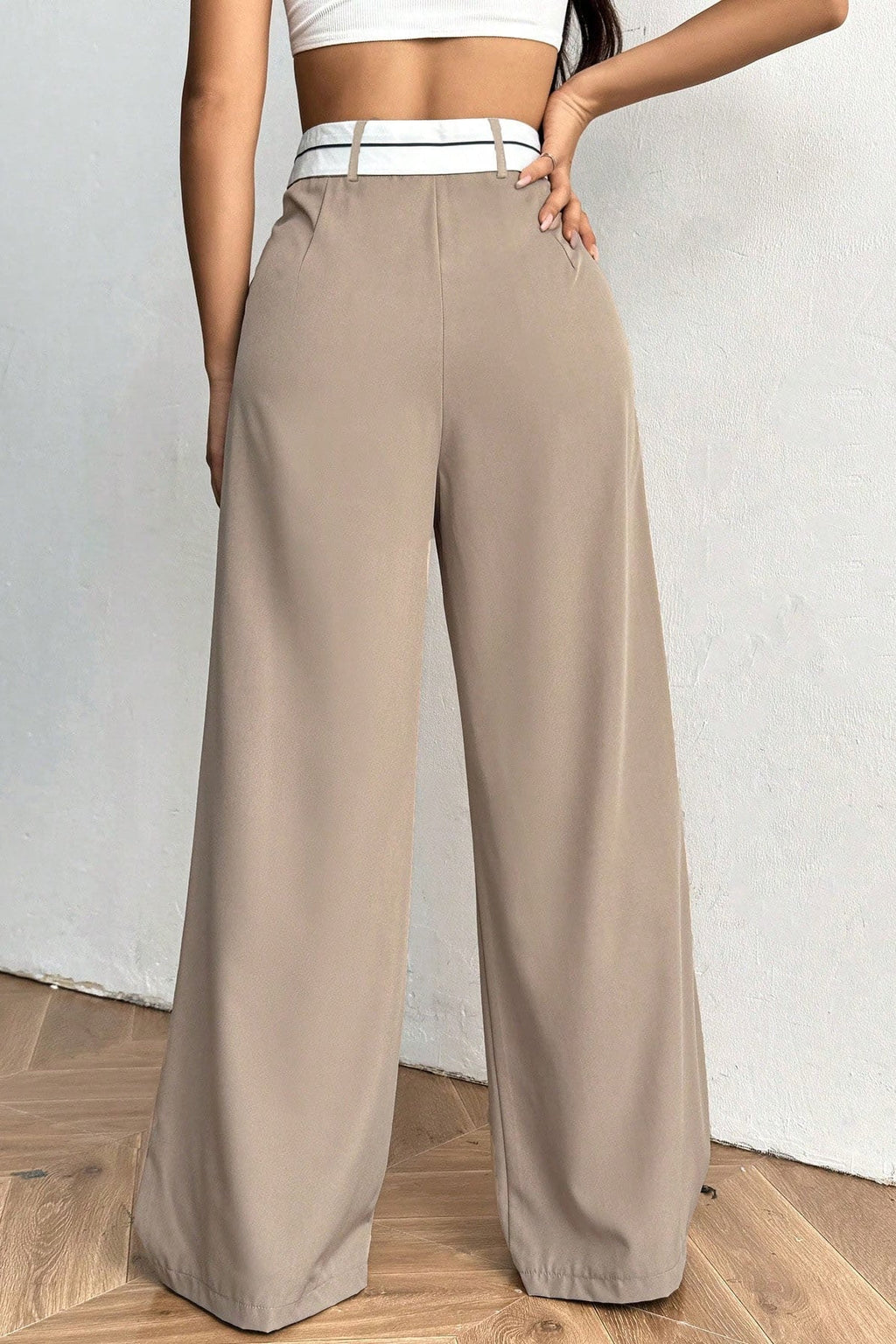 Contrast Comfort Relaxed Wide Leg Pants