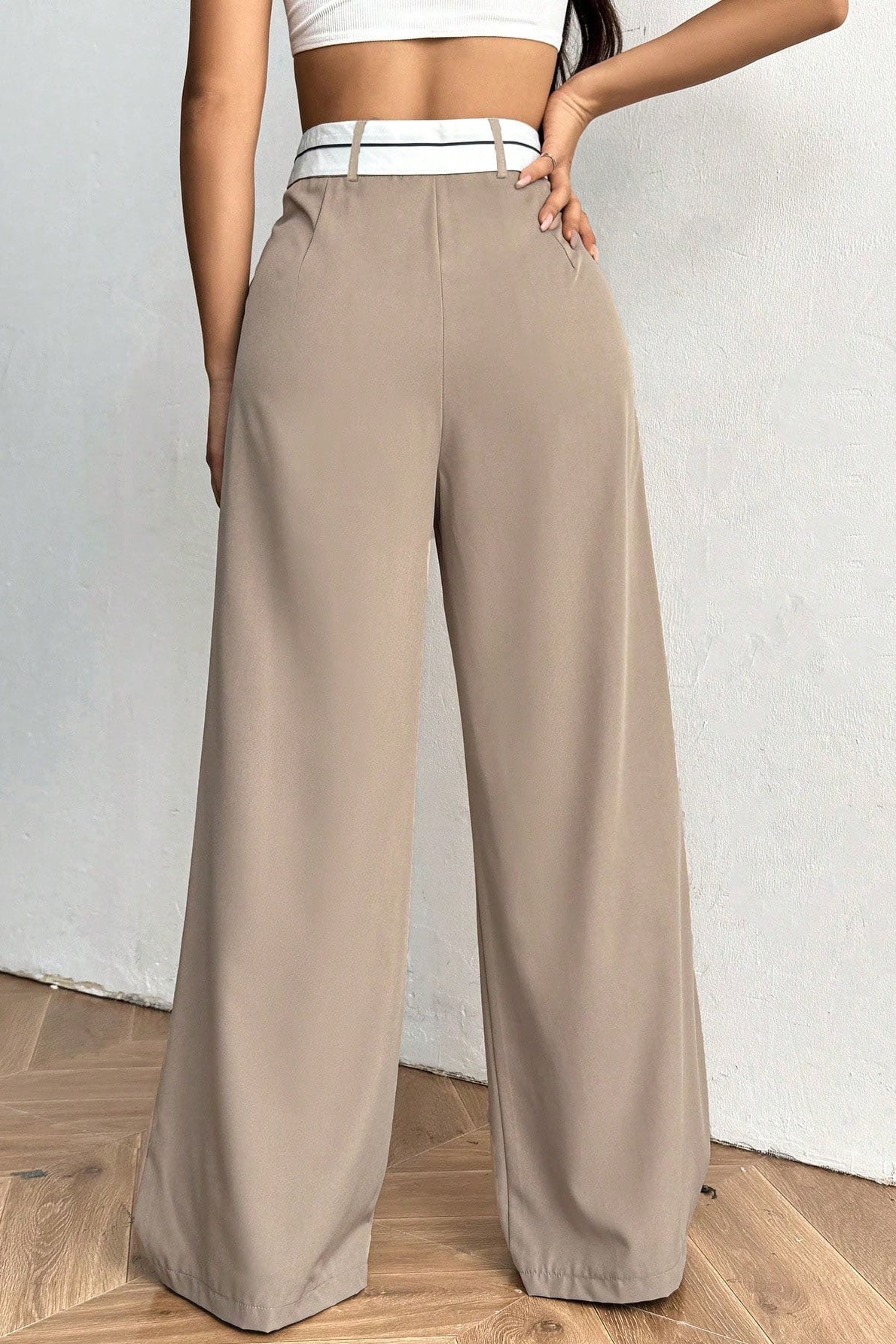 Contrast Comfort Relaxed Wide Leg Pants
