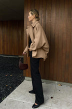 Batwing Sleeve Wool Blend Coat
