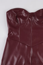 Strapless Leather Column Party Dress