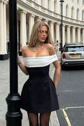 ColorBlock Bardot Party Dress