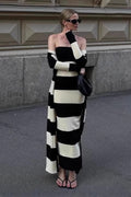 HighWaisted Knit Striped Work Dress