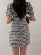 Crewneck Tweed Grey Mini Dress