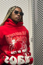 Spider Web Letter Print Hoodie