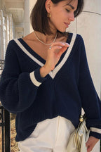 Slim Fit Color Block Knit Sweater