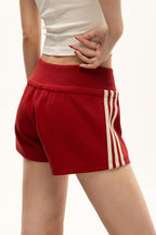 Retro Striped Drawstring Sports Shorts