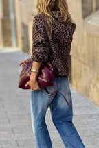 Vintage Leopard Print Hooded Zip-Up Jacket