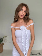 Bianca Bodycon Midi Dresses Graceful with Ruched and Rose Detail
