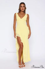 Bianca Slit Stylish Ruffled Maxi Dress