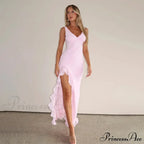 Bianca Slit Stylish Ruffled Maxi Dress