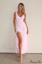 Bianca Slit Stylish Ruffled Maxi Dress