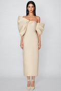 Olera Strapless 3D Bow Maxi Dress-Apricot