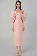 Fanya Strapless 3D Bow Maxi Dress-Pink