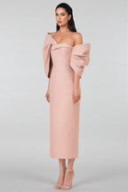 Fanya Strapless 3D Bow Maxi Dress-Pink