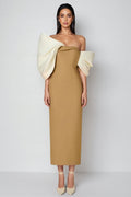 Belia Strapless 3D Bow Maxi Dress-Yellow