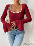 Binding Flounce Sleeve Scoop Neck Tee