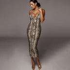 Leopard&Snake Print Strappy Bodycon Dress BLG1221