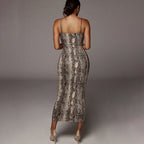 Leopard&Snake Print Strappy Bodycon Dress BLG1221