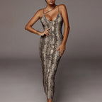 Leopard&Snake Print Strappy Bodycon Dress BLG1221
