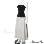 Black And White Charming Colorblock Tube Maxi Dress