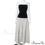 Black And White Charming Colorblock Tube Maxi Dress