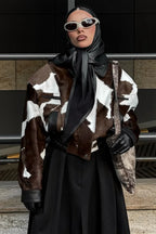 Black and White Leather Moto Jacket