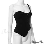 Black Asymetric Stylish Corset Top