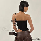 Black Asymetric Stylish Corset Top