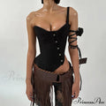 Black Asymetric Stylish Corset Top