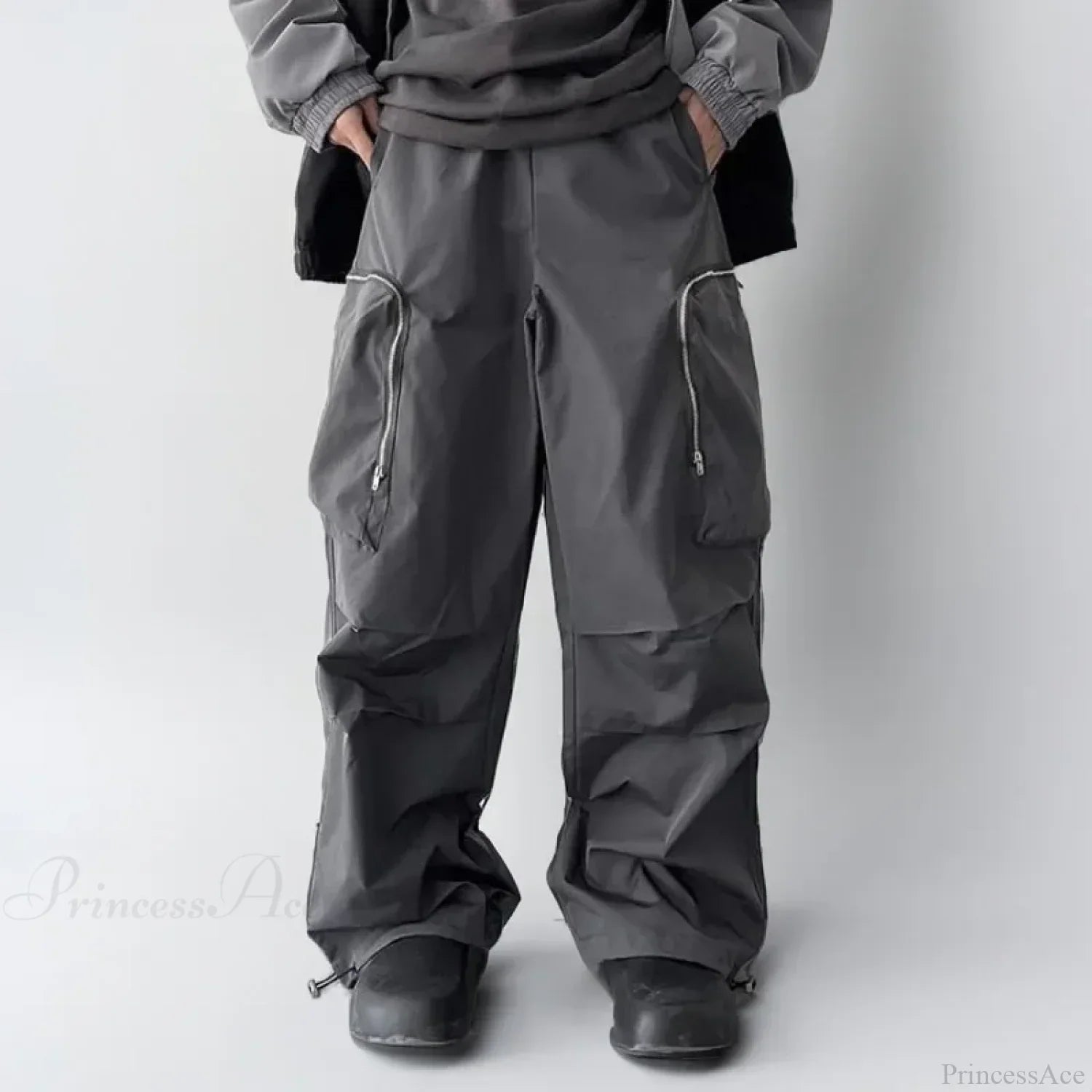 Black Baggy Cargo Streetwear Pants