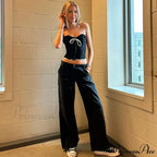 Black Bow Stylish Hook Crop Top