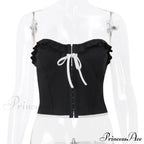 Black Bow Stylish Hook Crop Top