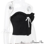 Black Bow Stylish Hook Crop Top