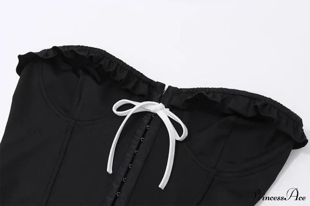 Black Bow Stylish Hook Crop Top