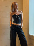 Black Bow Stylish Hook Crop Top