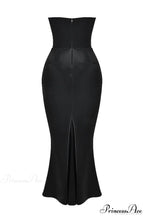 Black Corset Tube Charming Satin Maxi Dress