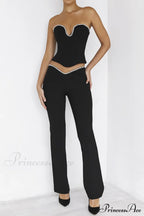 Black Crystal Stylish Trimmed Corset