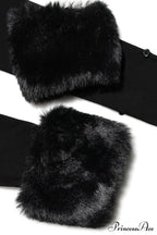 Black Faux Stylish Fur Trimmed Bustier