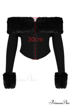 Black Faux Stylish Fur Trimmed Bustier