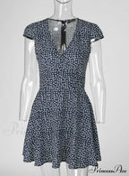 Black Floral Print Short Sleeve Wrap Dress for Women