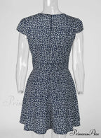 Black Floral Print Short Sleeve Wrap Dress for Women