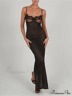 Black Lace Stylish Layered Maxi Dress
