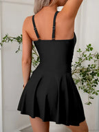 Black Mesh Patchwork One Piece Swimsuit