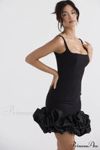 Black Ruffle Stylish Hem Dress