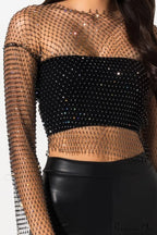 Black Stone Stylish Mesh Crop Top