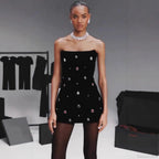 Black Strapless Bandage Prom Dress for Party