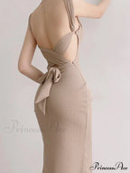 Black Tank Long Bodycon Dress with Tie Back